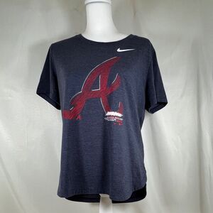 Nike Atlanta Braves Women’s Knockout Tri-Blend T-Shirt - Heather Navy Size Large